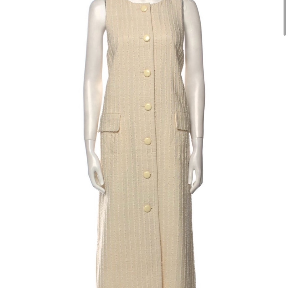 Cream Ribbed Sleeveless Sheath Dress